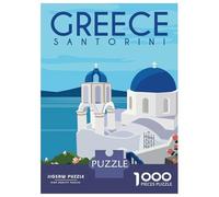 1000-piece Puzzle for Adults Santorini Greece Jigsaw for Adults Anti-Stress Toys Difficult Challenge Unique Birthday And Xmas Gifts 52x38cm/1000pcs