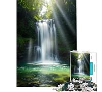 1000 Piece Puzzle For Adults Serene Waterfall in Lush Forest Fun Activities at Home Home Art Decor Relaxing Games Suitable for Ages 14 And Up (50x75cm)