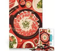 1000 Piece Puzzle For Adults Shabu-Shabu Feast︰ A Culinary Delight Clean Cut Piece Thinking Skill Game Calm Time Fun Xmas Scene Art (38x52cm)