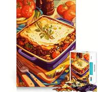 1000 Piece Puzzle For Adults Shepherd's Pie Still Life Illustration Clean Cut Piece Thinking Skill Game Calm Time Fun Xmas Scene Art (50x75cm)