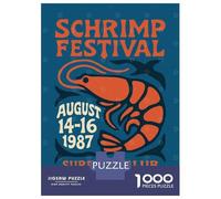 1000 Piece Puzzle for Adults, Shrimp Festival 1987 Surfside Club Artwork, Creative Leisure Activity, Winter Indoor Entertainment, Durable Puzzle Pieces, 38x26cm/1000pcs