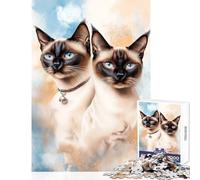 1000-piece Puzzle for Adults Siamese Cats Enjoyable Group Leisure Activity Special Festive Holiday Surprise Gifts (50X75cm)