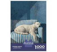 1000 Piece Puzzle for Adults, Sleeping Polar Bear on Striped Couch Artwork, Relaxing Puzzle Experience, Festive Season Fun, Pieces, 70x50cm/1000pcs