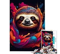 1000-piece Puzzle for Adults Sloth Colorful Paint Help The Brain Exercise Difficult Challenge Relaxing Games for 14+ Puzzle Game Offered (38x26cm)