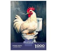 1000-piece Puzzle for Adults Smoking Chicken on Toilet Puzzles for Adults Toy Wall Decor Home Decoration Unique Birthday And Xmas Gifts 52x38cm/1000pcs