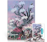1000-piece puzzle for adults Soul Deer Sunset on the Road Made of wood for age 14+ Educational game for families learning educational Gift。size:50x75cm/19.68x29.52inch