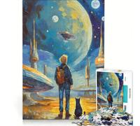 1000-piece Puzzle for Adults SPace Adventure with A Cat, Impossible Game, For Family Fun, Unique Gifts for Birthday And Christmas 38x52cm
