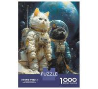 1000-piece Puzzle for Adults Space Cat Astronaut Puzzles for Adults Toy Wall Decor Home Decoration Unique Birthday And Xmas Gifts 70x50cm/1000pcs