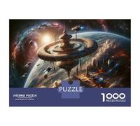 1000-piece Puzzle for Adults Space Station Cityscape Jigsaw for Adults Anti-Stress Toys Difficult Challenge Unique Birthday And Xmas Gifts 70x50cm/1000pcs
