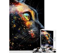 1000-piece Puzzle for Adults Sphynx Cat Eye with Colorful Splashes Relaxing Games But Fun And Humorous Toy Wall Decor Unique Birthday And Xmas Gifts (50X75cm)