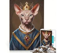 1000 Piece Puzzle For Adults Sphynx Cat King, Impossible Game, Staycation Kill Time, Birthday Present,Travel Gifts, 50x75cm