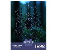 1000 Piece Puzzle for Adults, Spiderweb with Dew Drops And Spider Artwork, Mindfulness Activity, Seasonal Gift Choice, Durable Puzzle Pieces, 52x38cm/1000pcs