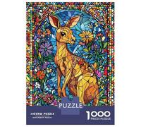 1000-piece Puzzle for Adults Stained Glass Kangaroo Jigsaws for Adults Family Games Precision Cutting Unique Birthday And Xmas Gifts 52x38cm/1000pcs