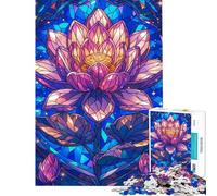1000 Piece Puzzle For Adults Stained Glass Lotus Bloom Jigsaw Puzzle Toy Wall Decor A Work of Art Deal As Gifts for The Whole Family (Size 38x52cm)
