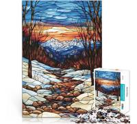 1000 Piece Puzzle For Adults Stained Glass Mountain Stream Staycation: Zeit totschlagen Geschenk zum Geburtstag75x50cm