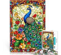 1000 Piece Puzzle For Adults Stained Glass Peacock Educational Game Challenge Toy for is ideal as a gift for the whole family 50x70cm