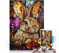 1000 Piece Puzzle For Adults Stained Glass Rabbit Herausforderndes Spielspielzeug Geburtstagsgeschenk, Geschenke38x26cm