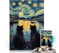 1000 Piece Puzzle For Adults Starry Night Cats Geschenke zum Suchbegriff: "Herausfordernde Spiele" Ein Kunstwerk75x50cm
