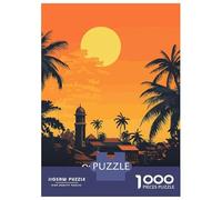 1000 Piece Puzzle for Adults, Stone Town Zanzibar Sunset Artwork, Relaxing Puzzle Experience, Festive Season Fun, Pieces, 52x38cm/1000pcs