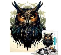 1000-piece Puzzle for Adults Stylized Owl Portrait with Dripping Paint Toy Intellectual Game Brain Teaser Game Analysis And Logic Gifts for Women Men (Size 50x75cm)