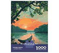 1000 Piece Puzzle for Adults, Sundarbans National Park Illustration Artwork, Mindfulness Activity, Idea, Durable Puzzle Pieces, 70x50cm/1000pcs