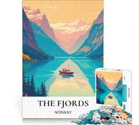 1000 Piece Puzzle For Adults Sunset in The Fjords, Educational Game, Difficult Challenge, Enhance Love between Couples 38x26cm