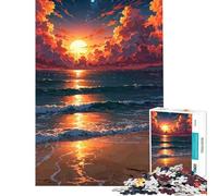 1000-piece Puzzle for Adults Sunset over The Ocean with Clouds Jigsaw Puzzle 1000 Educational Toy Perfect Decoration Challenging Game And Family Play (38x26cm)