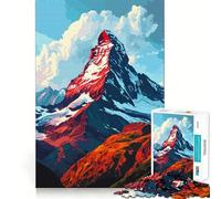 1000 Piece Puzzle For Adults Swiss Alps Pixel Art Clean Cut Piece Thinking Skill Game Calm Time Fun Xmas Scene Art (50x75cm)