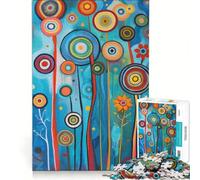 1000 Piece Puzzle For Adults Tall Circle Trees Painted Style Brain Teaser Game Family Activities Unique Gifts for Birthday And Christmas 38x26cm