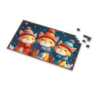 1000 Piece Puzzle For Adults Three Cute Cats In Winter Hats And Scarves Picture Puzzle Games For Kids 8-12 Toddlers Toys(1000PCS)