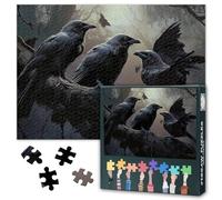 1000 Piece Puzzle for Adults Three Ravens Puzzle Dark Forest Jigsaw Puzzles Dark Ravens Jigsaw Puzzles Game Gift for Family Activity Unique Home Decor Fun to Assemble(50.5x70.5cm)