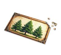 1000 Piece Puzzle For Adults Three Tall Pine Trees In An Ornate Frame Picture Puzzle 300 Piece Puzzles Puzzle Board(1000PCS)