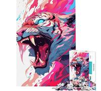 1000 Piece Puzzle For Adults Tiger Beast Unleashed Jigsaw Puzzle Hands-on Game Hand Speed Race Deal As Gifts for The Whole Family (size 38x26cm)