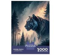 1000 Piece Puzzle for Adults, Tiger in A Misty Forest Artwork, Family Game Night, Festive Season Fun, Premium Thick Cardboard, 70x50cm/1000pcs