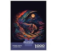 1000-piece Puzzle for Adults Tiger Neon Light Colors Jigsaws for Adults Family Games Precision Cutting Unique Birthday And Xmas Gifts 52x38cm/1000pcs