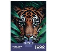 1000 Piece Puzzle for Adults, Tiger Portrait in The Jungle Foliage Artwork, Creative Leisure Activity, Winter Indoor Entertainment, Durable Puzzle Pieces, 52x38cm/1000pcs