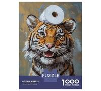 1000 Piece Puzzle for Adults, Tiger with Toilet Paper Artwork, Creative Leisure Activity, Seasonal Gift Choice, Precision Cut Pieces, 70x50cm/1000pcs