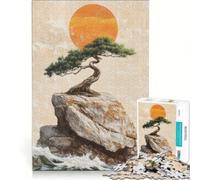 1000 Piece Puzzle For Adults Traditional Japanese Bonsai Tree on A Rock Brain Teaser Game Difficult Hard Improving Love between Couples 38x26cm