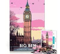 1000 Piece Puzzle For Adults Travel to Big Ben Clean Cut Piece Thinking Skill Game Calm Time Fun Xmas Scene Art (38x52cm)