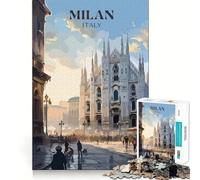 1000 Piece Puzzle For Adults Travel to Milan Clean Cut Piece Thinking Skill Game Calm Time Fun Xmas Scene Art (50x75cm)