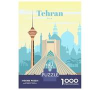 1000 Piece Puzzle for Adults, Travel to Tehran Artwork, Mindfulness Activity, Idea, Durable Puzzle Pieces, 38x26cm/1000pcs