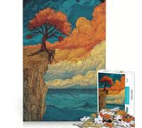 1000 Piece Puzzle For Adults Tree on Cliff Edge with Ocean View, Educational Game, Difficult Challenge, Enhance Love between Couples 38x26cm