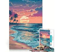 1000 Piece Puzzle For Adults Tropical Beach Palm Trees Clean Cut Piece Thinking Skill Game Calm Time Fun Xmas Scene Art(38x26cm)