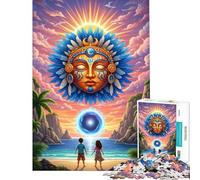 1000 Piece Puzzle For Adults Tropical Beach with Sun God And Portal Jigsaw Puzzle Toy Wall Decor A Work of Art Deal As Gifts for The Whole Family (Size 38x26cm)