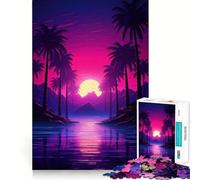 1000 Piece Puzzle For Adults Tropical Neon Dreams Clean Cut Piece Thinking Skill Game Calm Time Fun Xmas Scene Art (50x75cm)