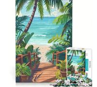 1000 Piece Puzzle For Adults Tropical Paradise Walkway, Impossible Game, Staycation Kill Time, Birthday Present,Travel Gifts, 38x26cm