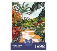 1000 Piece Puzzle for Adults, Tropical Path Print Artwork, Mindfulness Activity, for Puzzle Lovers, Durable Puzzle Pieces, 38x26cm/1000pcs