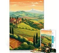 1000 Piece Puzzle For Adults Tuscan View Italy Travel Clean Cut Piece Thinking Skill Game Calm Time Fun Xmas Scene Art(38x26cm)
