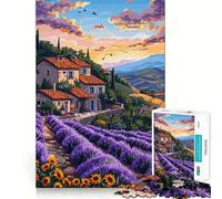 1000 Piece Puzzle For Adults Tuscany Lavender Pixel Art Clean Cut Piece Thinking Skill Game Calm Time Fun Xmas Scene Art(38x26cm)