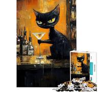 1000 Piece Puzzle For Adults Tuxedo Cat Drinking A Martini Puzzles for Adults Anti-Stress Toys Birthday Present Deal As Gifts for The Whole Family (Size 50x75cm)